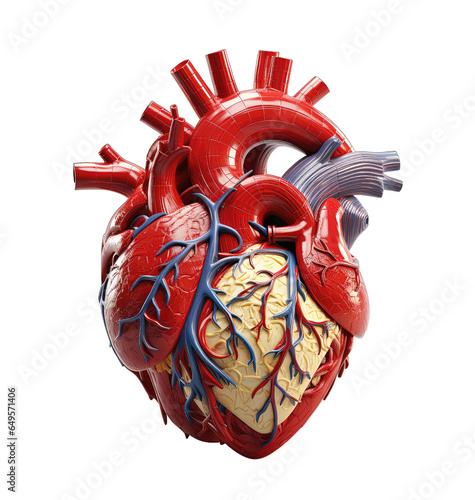3d Realistic Human Heart isolated on transparent background. PNG file, cut out