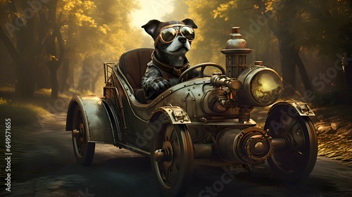 Puppy Driving Car