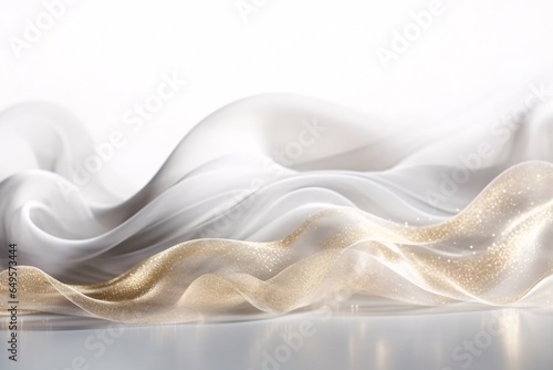 Silver glitter background with bokeh defocused lights and sparkles. Glittering lights background. Abstract background with bokeh defocused lights. 3D rendering © vachom