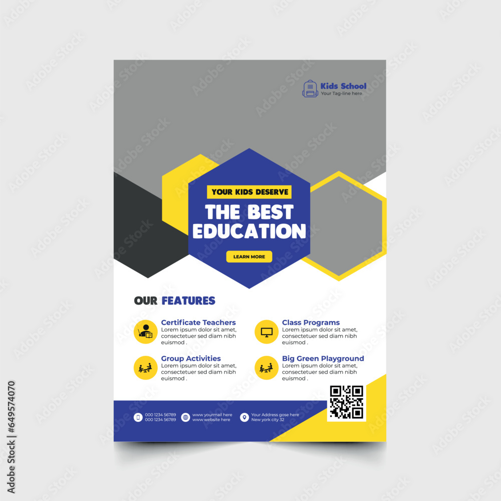 Fototapeta premium School Kids Flyer Design Template