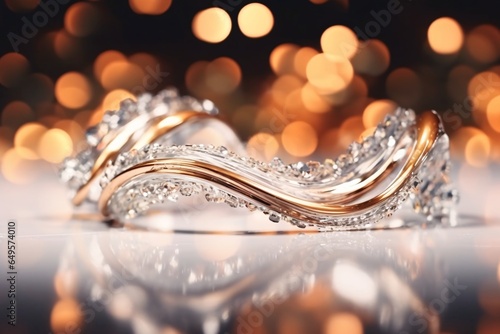 Wedding Bracelet with Diamonds on bokeh background