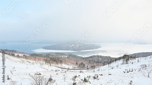 美幌峠から屈斜路湖・冬