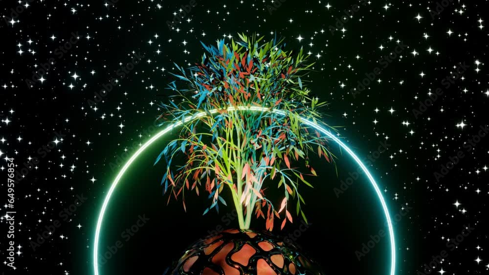 Abstract Tree of Life with roots on earth planet. Place for logo ...
