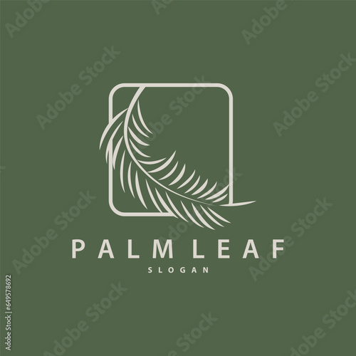 Palm Leaf Logo Design Vector Simple Minimalist Symbol Illustration Template