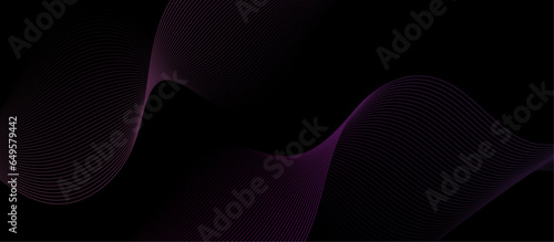 wavy flying lines smooth curve gradient color on black background in concept of luxury, technology, science, music, modern. black background for concept of technology, digital, communication, science.