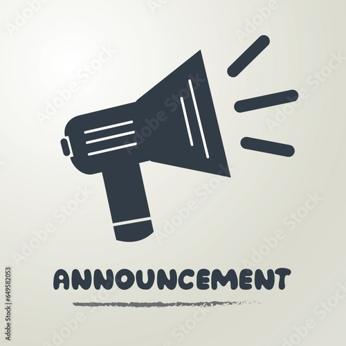 Black filled vector illustration of an announcement icon. The symbol is showcased on a white background and is suitable for both web and mobile applications