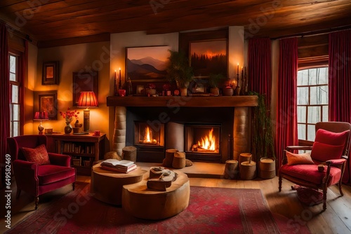 living room with fireplace © Arham