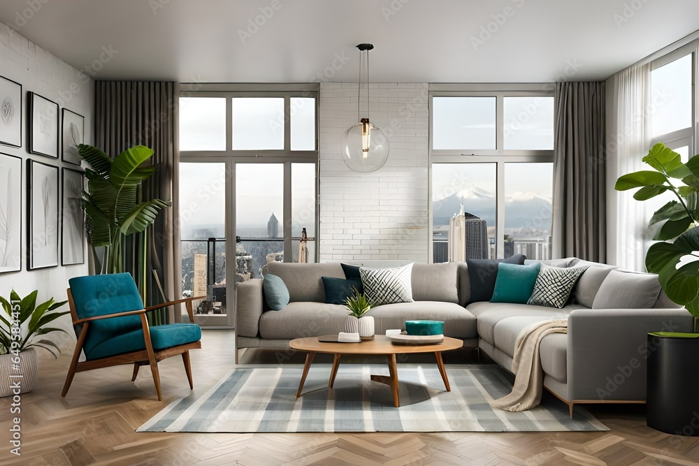 Fototapeta premium modern living room with furniture