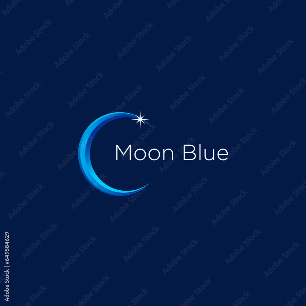 moon blue logo  - obrazy, fototapety, plakaty 