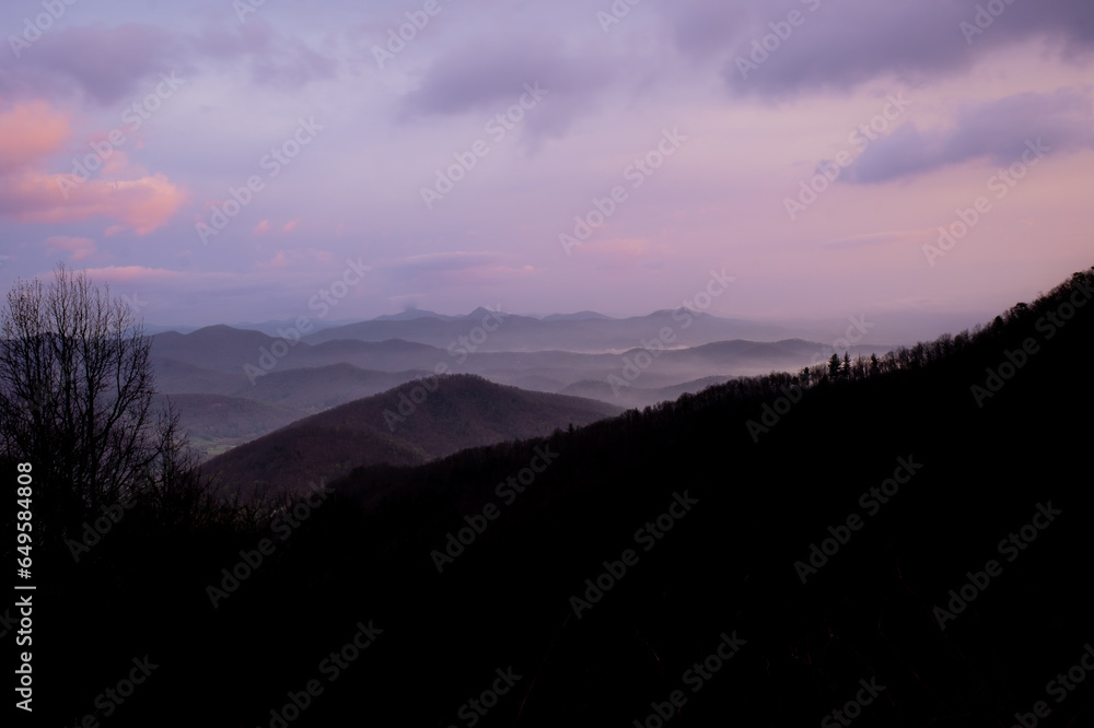 Blue Ridge Mountains, near Asheville, North Carolina, at sunrise.