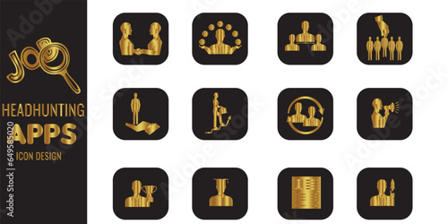 Headhunting app icon design with colour gradient