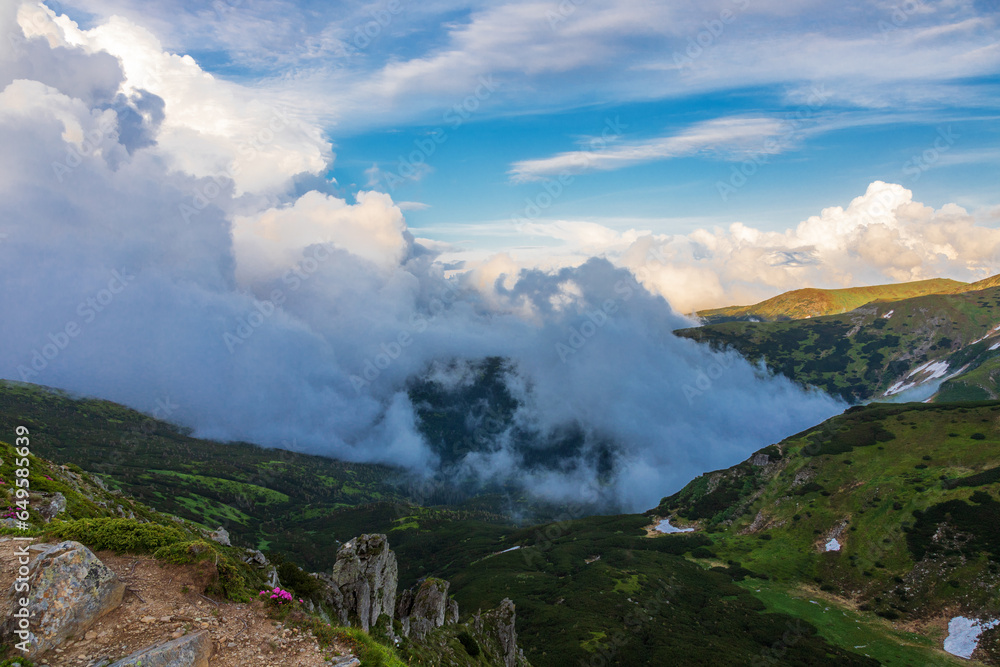 Fog and clouds in the Carpathians. Fog and clouds in the Carpathians.