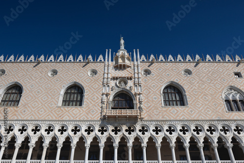 Detail of the Dodge Palace main facade in San Marco Square, Veni