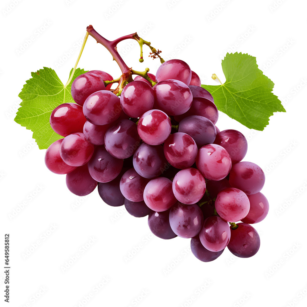 Appetizing red grapes on transparent background PNG. Popular fruit concept in the world.