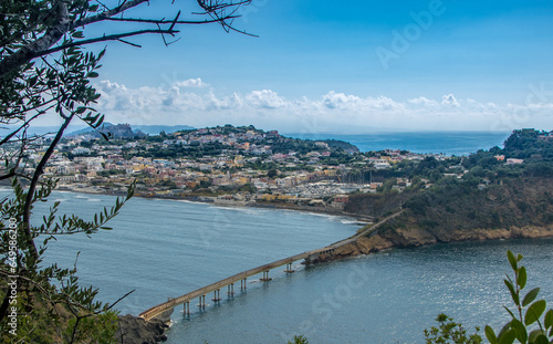 Chiaiolella beach and harbor  at Procida island seen from Vivara photo