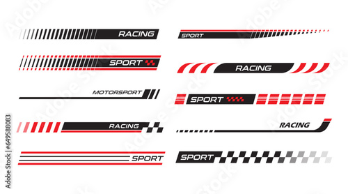 Sport racing stripes car stickers racing decals tuning race car stickers isolated set