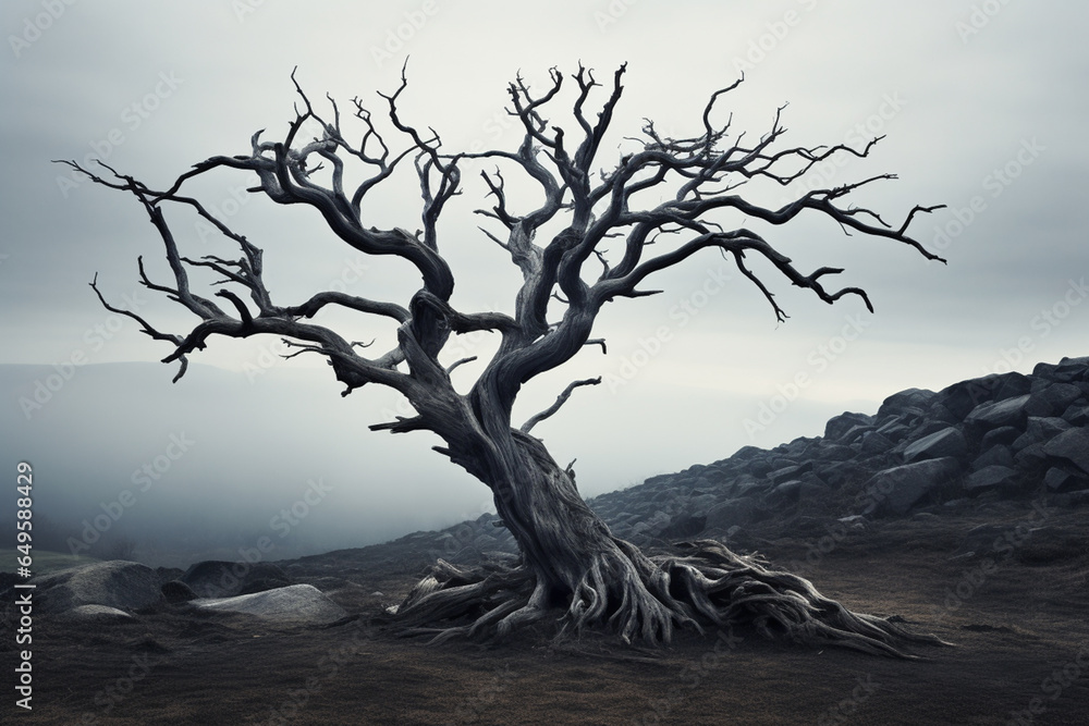 The dead trees had a long lifespan, and the atmosphere seemed desolate and eerie. The dead trees had a long lifespan, and the atmosphere seemed desolate and eerie.