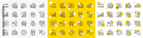 Outline Healthy food, Heart beat and Graph chart line icons pack for web with Furniture moving, Filter, Change clothes line icon. Arena, Creative painting, Portable computer pictogram icon. Vector