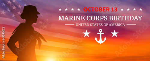 Happy Birthday United States Navy. USA flag. 3d illustration. photo