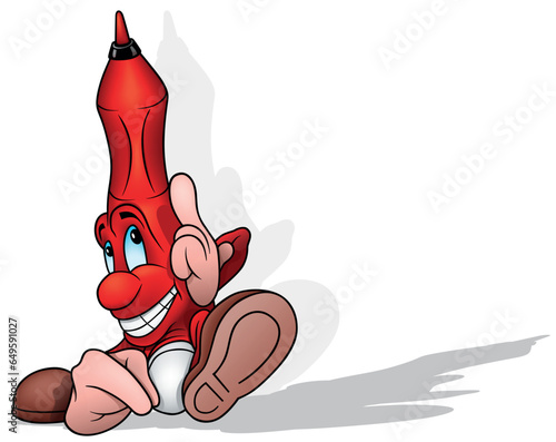 Sitting Red Felt Tip Pen Po...