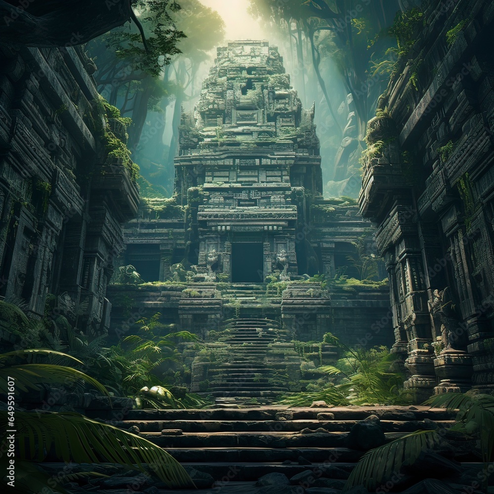 Fantasy ancient temple concept art. Generative ai.