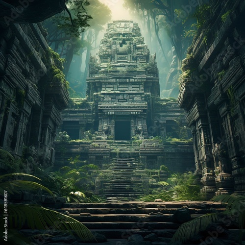 Fantasy ancient temple concept art. Generative ai.