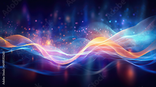Gorgeous abstract  colorful waves against a black background  resembling a visualization of music.