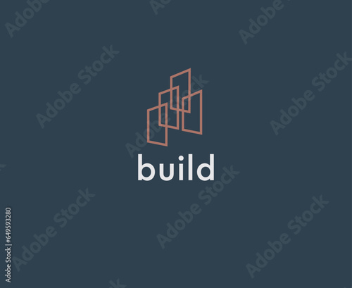 Linear logo, building architecture, plan drawing