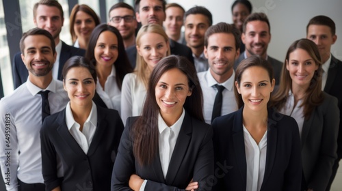 the team of young business people standing together