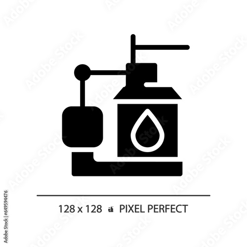 2D pixel perfect glyph style sump pump icon, isolated vector, simple silhouette illustration representing plumbing.