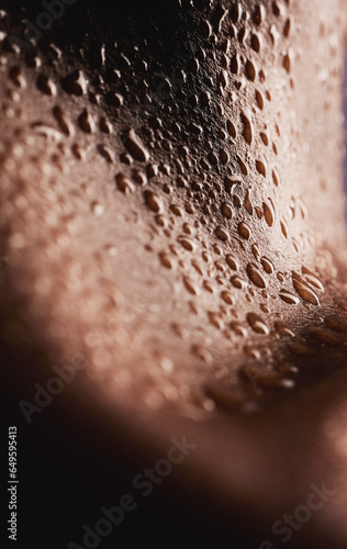 Foto Skin, water drops and closeup of a person for dermatology, skincare and hygiene