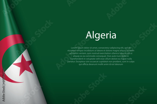 national flag Algeria isolated on background with copyspace