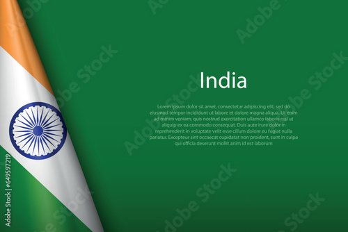 national flag India isolated on background with copyspace