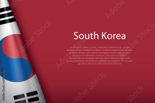 national flag South Korea isolated on background with copyspace