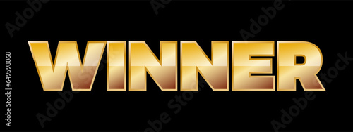 The word Winner. Vector banner or header with golden text