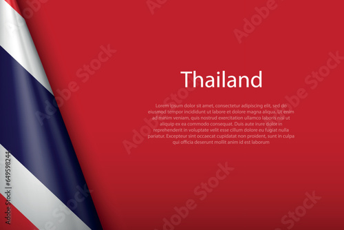 national flag Thailand isolated on background with copyspace