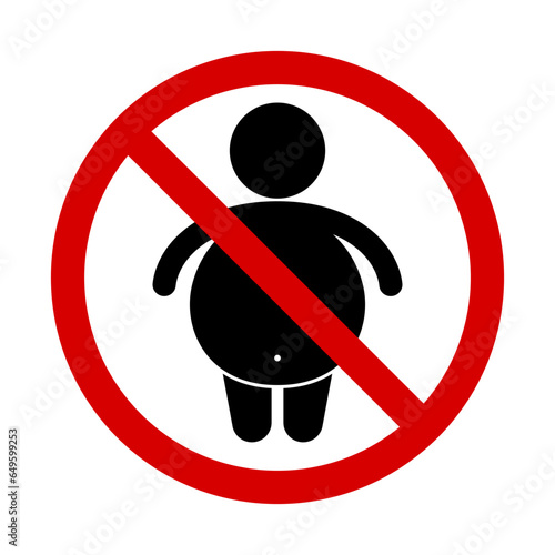 Obese prohibition or diet sign. Vector.