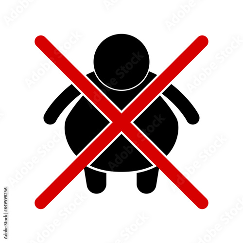 Fat person prohibited sign. Weight restrictions. Vector.
