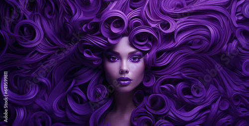 woman with long hair pattern with flowers purple, One tone purple hd wallpaper