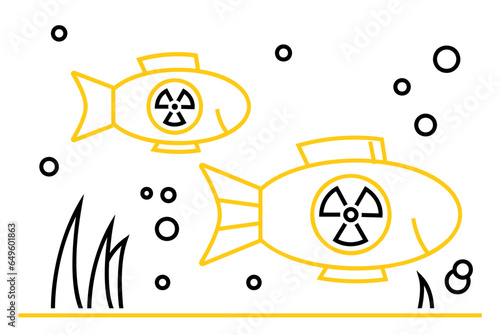 Radioactive water banner. Save the ocean concept