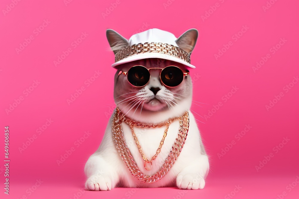 Funny cat posing as hip hop or rap superstar Funny cat posing as hip hop or rap superstar