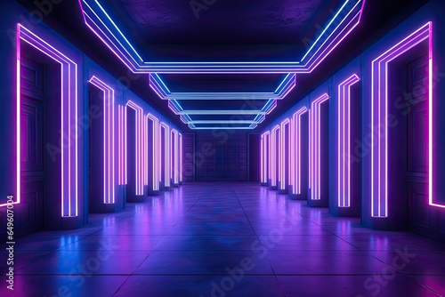 corridor with neon lights 