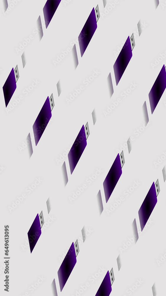 Fototapeta premium Colorful USB flash drive or Pen drive icon in abstract illustration in vertical high resolution. Motion graphic abstract illustration in vertical high resolution. USB flash drive or Pen drive icon
