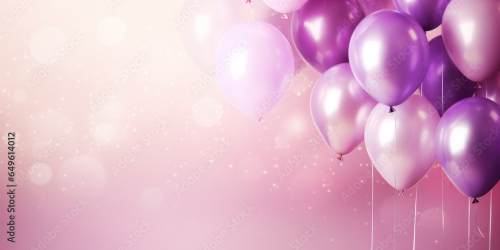 Background with pink, purple balloons