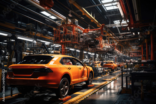 vehicles in production line at the plant, car assembly shop in the plant