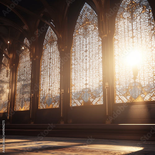 Light shining through a mosque window