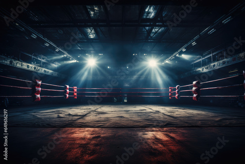 Professional boxing ring in the spotlight