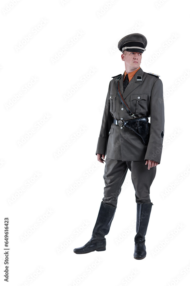 Male actor reenactor in historical uniform as an officer of the German Army during World War II Male actor reenactor in historical uniform as an officer of the German Army during World War II