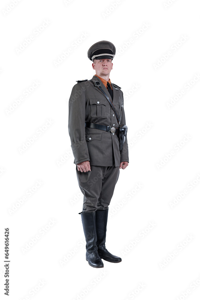 Male actor reenactor in historical uniform as an officer of the German Army during World War II Male actor reenactor in historical uniform as an officer of the German Army during World War II