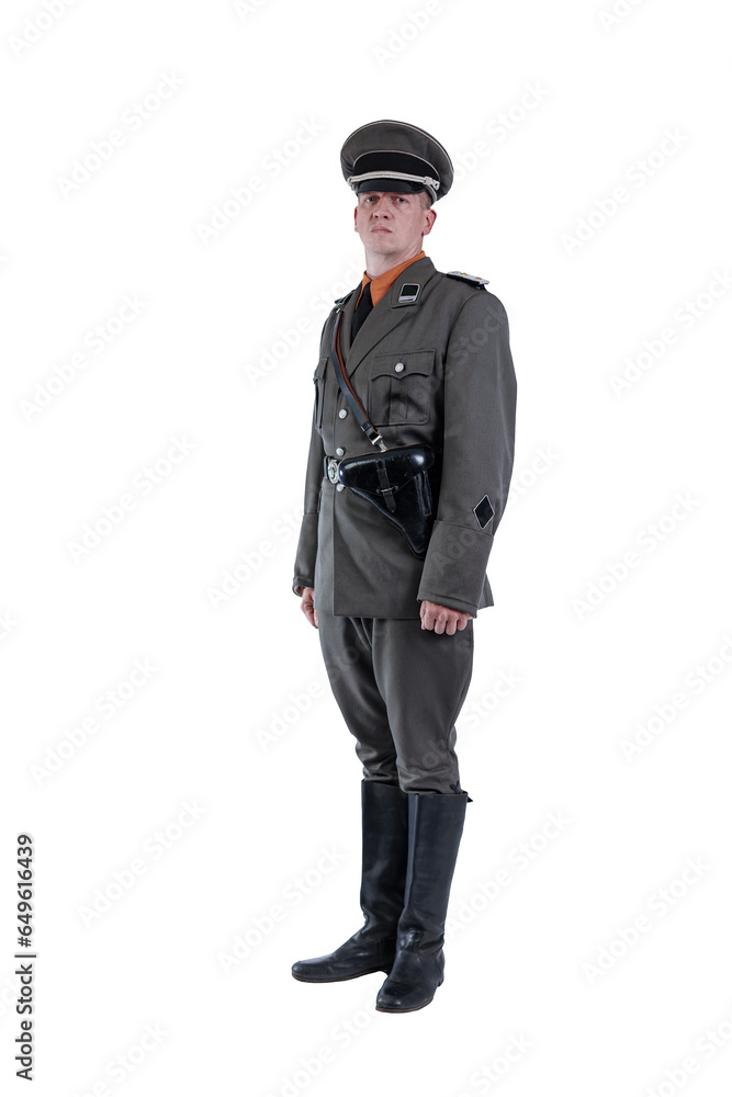 Male actor reenactor in historical uniform as an officer of the German Army during World War II Male actor reenactor in historical uniform as an officer of the German Army during World War II
